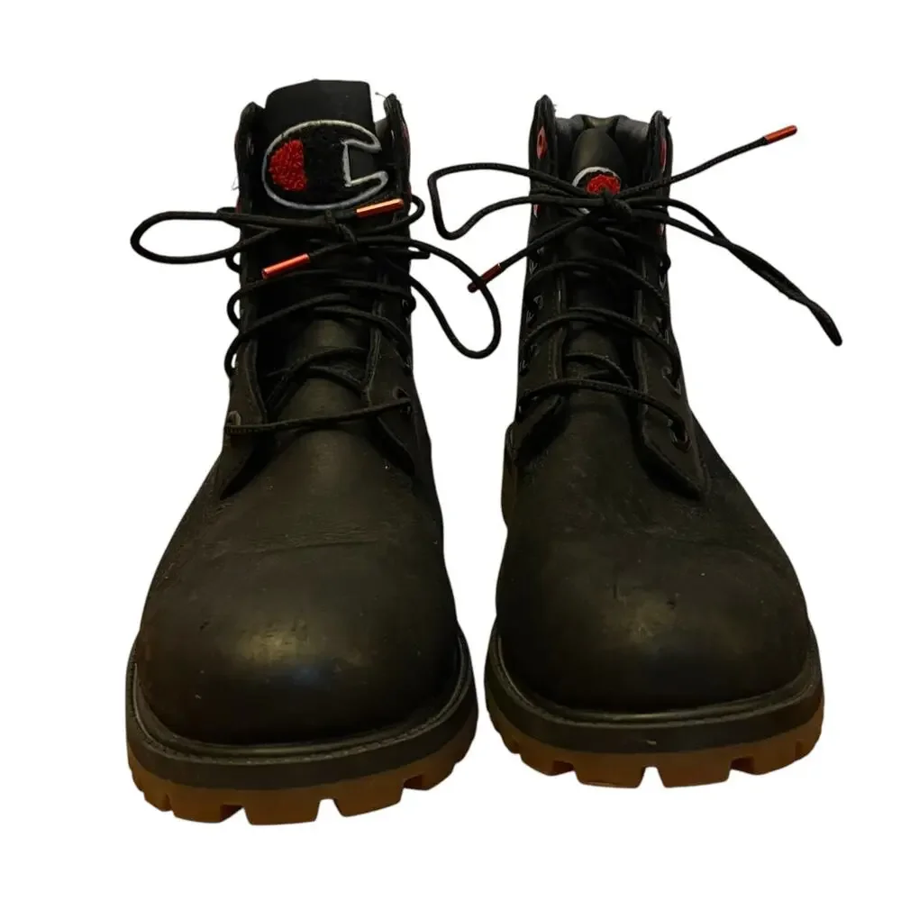 Timberland x Champion Black Boots Utility Winter Shoes Pimaloft Lace Up Size 5.5